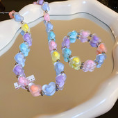 Koreai divat színes szerelmes szív gyöngyök nyaklánc női édes aranyos báj karkötő Esztétikus 2023 felkapott ékszerek