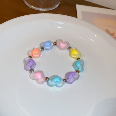 Koreai divat színes szerelmes szív gyöngyök nyaklánc női édes aranyos báj karkötő Esztétikus 2023 felkapott ékszerek