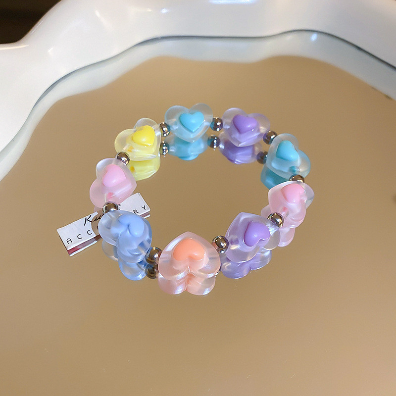 Koreai divat színes szerelmes szív gyöngyök nyaklánc női édes aranyos báj karkötő Esztétikus 2023 felkapott ékszerek