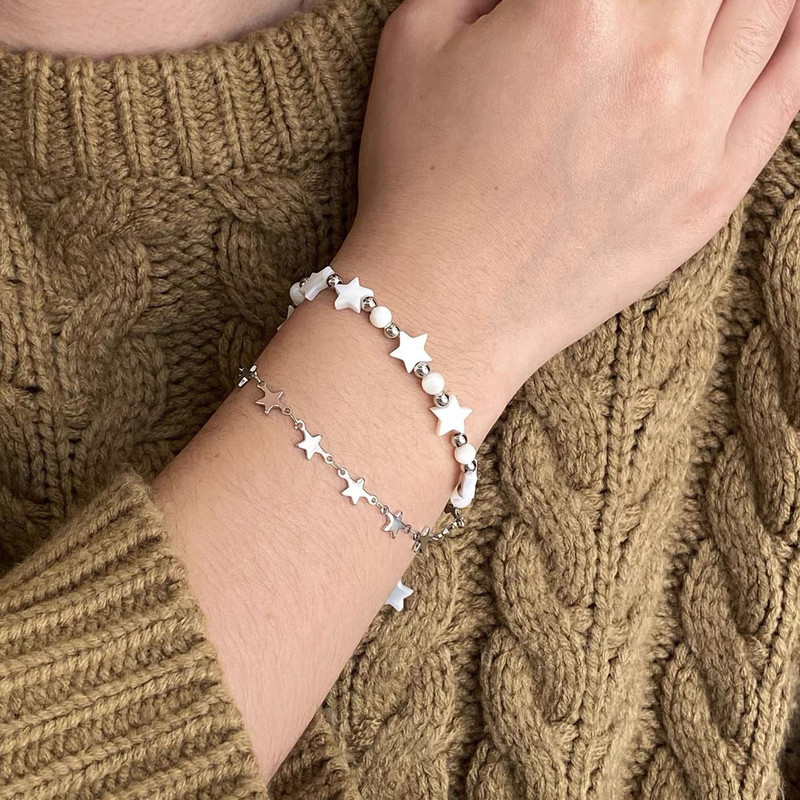 Harajuku Fashion Star Pentagram kagylógyöngyök karkötő nőknek Vintage Cool Charm Y2k kiegészítők 2023 Felkapott ékszer ajándék