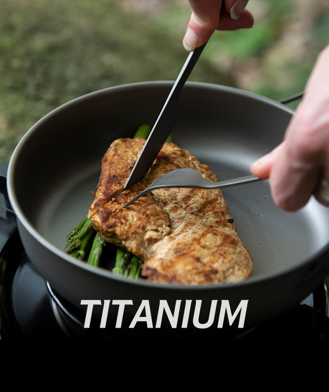 Naturehike 3 viename Titano stalo reikmenų rinkiniai Šaukštas Peilis Šakutė Spork Lauko Stovykla žygiai Iškylai Vakarienės reikmenys