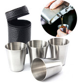 4gab/partija 30ml āra nerūsējošā tērauda kauss vīna viskijam ceļojumu krūzes Mini alkohola degvīna ūdens pudeles krūze kempings ar krūzes vāku