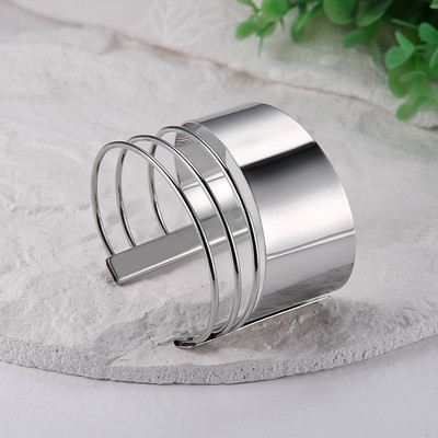 2022. Nova Boho široka manšeta Otvorena narukvica Punk Cool Psycho Sjajna prstenasta narukvica Ženski podesivi dodaci za zapešće Nakit za djevojke