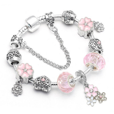 BAOPON Vintage srebrne narukvice s privjescima za žene DIY kristalne perle Brand narukvice Ženski nakit Pulseira