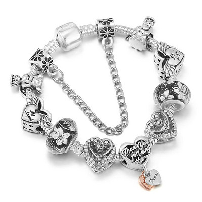 Vintage hõbedase värvi võlu käevõrud naistele naine DIY kristallhelmed brändi käevõru Pulseira ehete eripakkumine