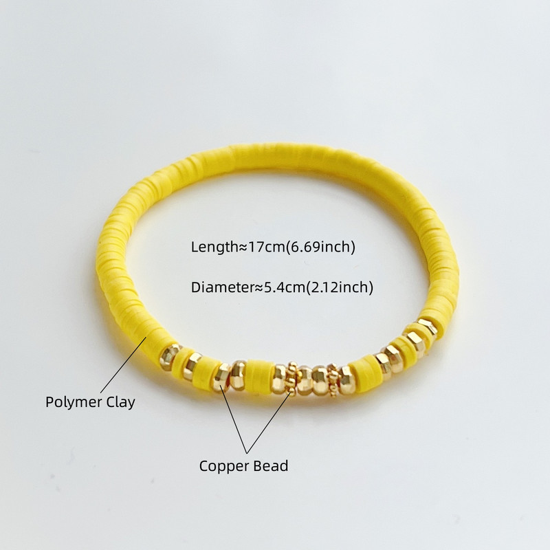 HERLOOK Boho juvelierizstrādājumu sakraušanas Heishi rokassprādzes sievietēm Vasaras polimēru māla krelles rokassprādze Zelta krāsā izvietotas krelles pulseri