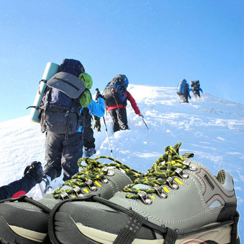 Pretslīdēšanas apavu pārsegi Sniega nagi āra 24zobu mangāna tērauda krampji nagi āra kāpšanas aprīkojums pārgājienu makšķerēšanas apavi