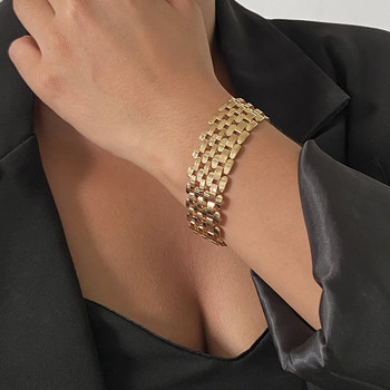 Chic златен цвят метална текстура гривна верига за жени широка геометрична гривна и гривна Bijoux Femme бижута парти подарък