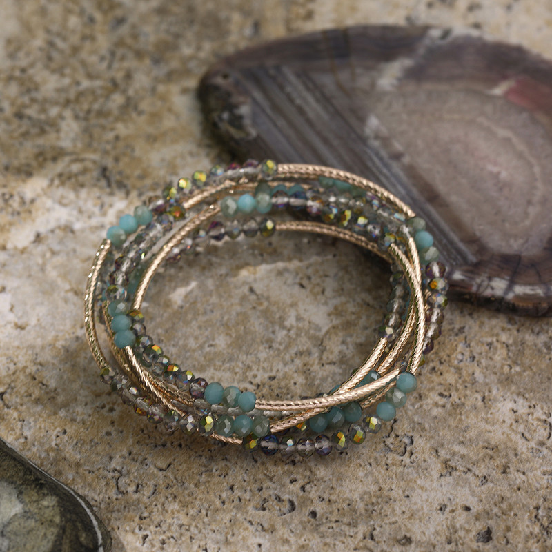 Jauna dizaina vintage krāsaina dabīgā akmens pērlīšu rokassprādze ar rokām rokām Bohēmijas etniski daudzslāņu ietīšana rokassprādzes rotaslietas dāvana