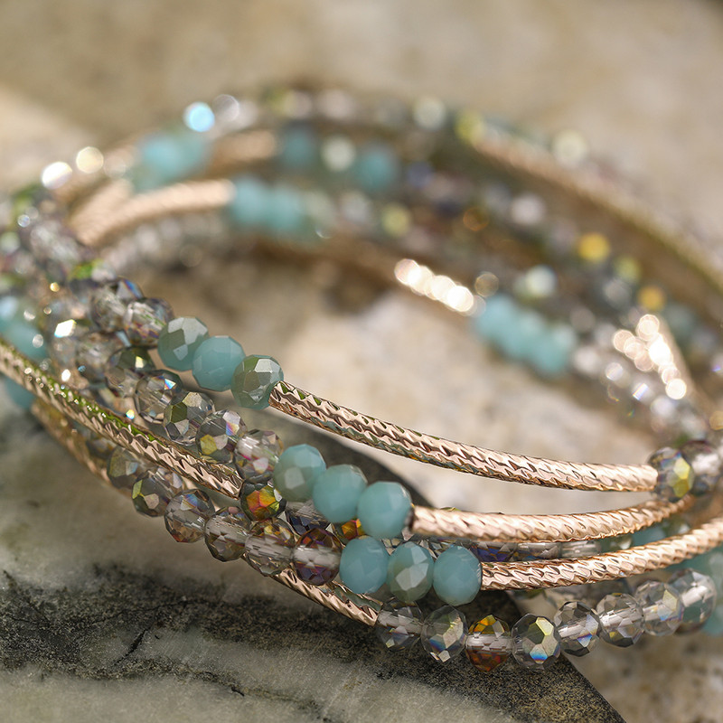 Jauna dizaina vintage krāsaina dabīgā akmens pērlīšu rokassprādze ar rokām rokām Bohēmijas etniski daudzslāņu ietīšana rokassprādzes rotaslietas dāvana