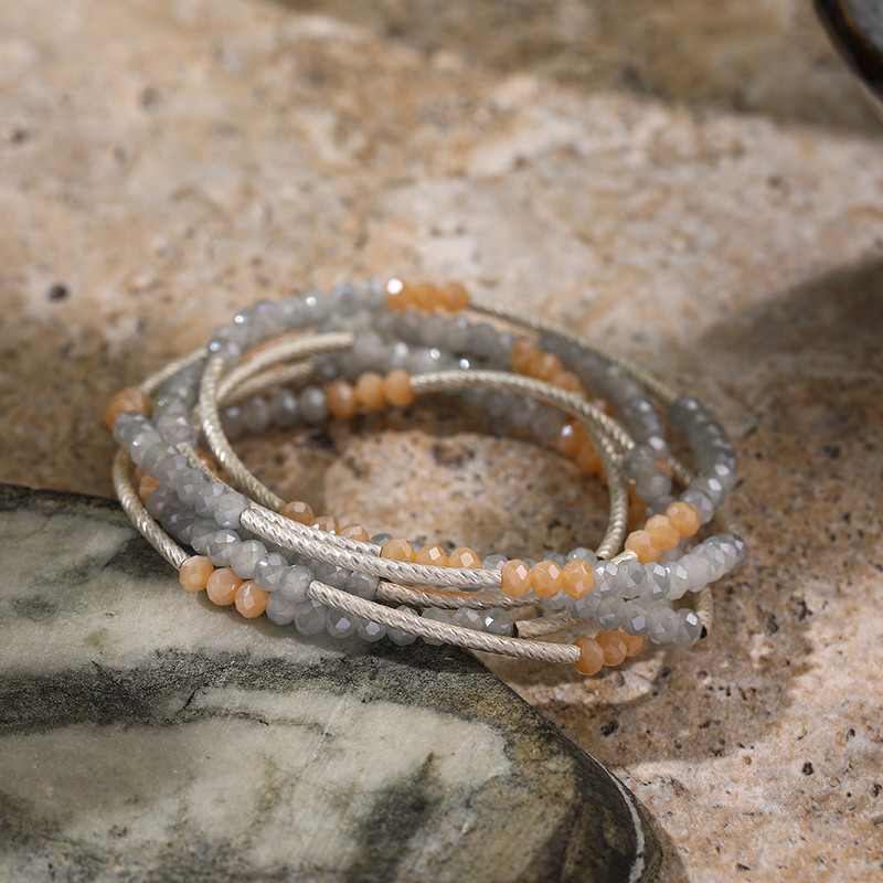 Jauna dizaina vintage krāsaina dabīgā akmens pērlīšu rokassprādze ar rokām rokām Bohēmijas etniski daudzslāņu ietīšana rokassprādzes rotaslietas dāvana