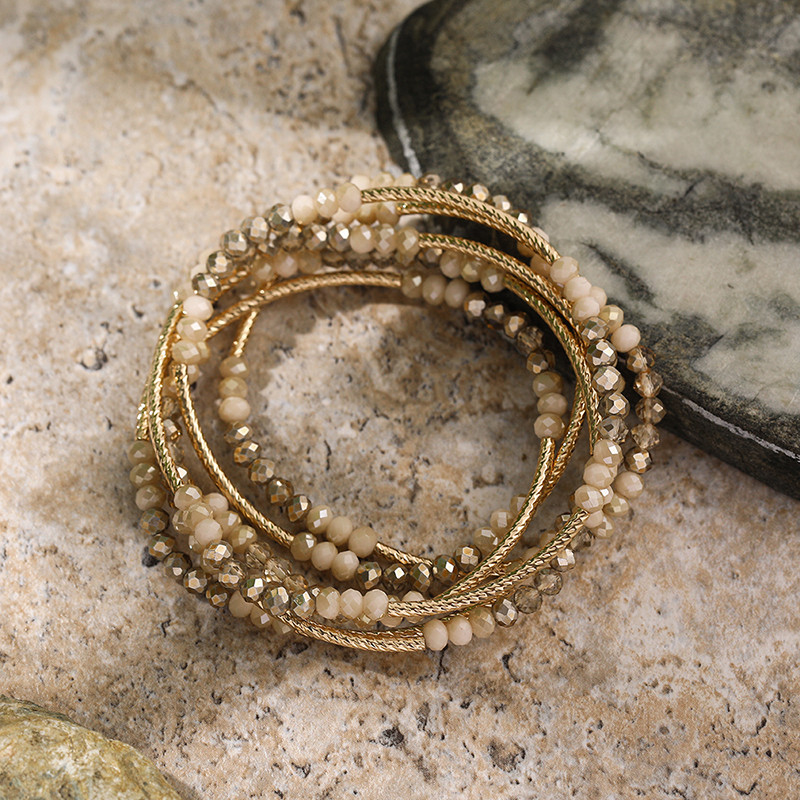 Jauna dizaina vintage krāsaina dabīgā akmens pērlīšu rokassprādze ar rokām rokām Bohēmijas etniski daudzslāņu ietīšana rokassprādzes rotaslietas dāvana