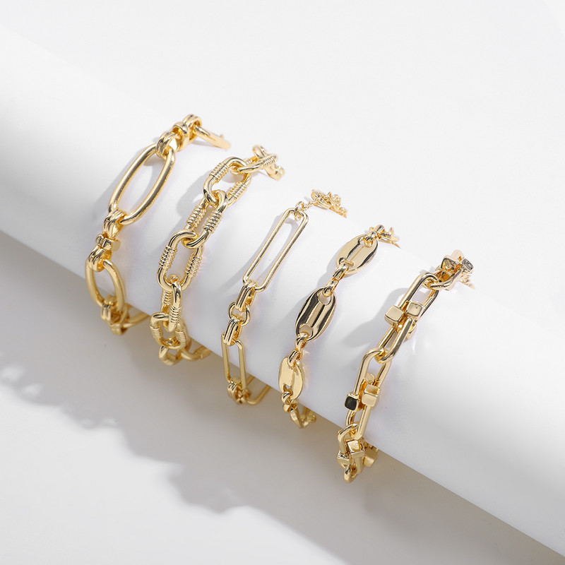 Sieviešu rokassprādze zelta krāsā, bieza, kupla ķēdes rokassprādzes Jauna modes šarmu rokassprādze sievietēm Hip Hop rotaslietas