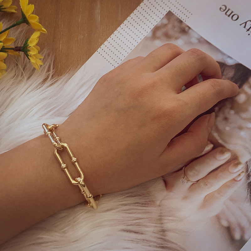 Sieviešu rokassprādze zelta krāsā, bieza, kupla ķēdes rokassprādzes Jauna modes šarmu rokassprādze sievietēm Hip Hop rotaslietas