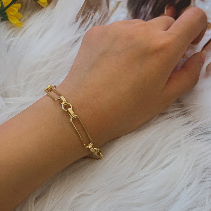 Sieviešu rokassprādze zelta krāsā, bieza, kupla ķēdes rokassprādzes Jauna modes šarmu rokassprādze sievietēm Hip Hop rotaslietas