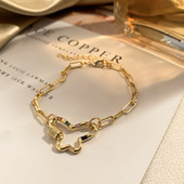 Boho πολύχρωμο βραχιόλι με πέτρα ζιργκόν με κρύσταλλο με κούμπωμα πεταλούδα για γυναίκες Βραχιόλι με αλυσίδα για ζευγάρια Κοσμήματα