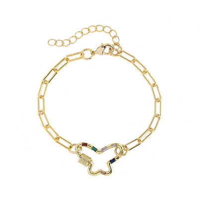 Boho πολύχρωμο βραχιόλι με πέτρα ζιργκόν με κρύσταλλο με κούμπωμα πεταλούδα για γυναίκες Βραχιόλι με αλυσίδα για ζευγάρια Κοσμήματα