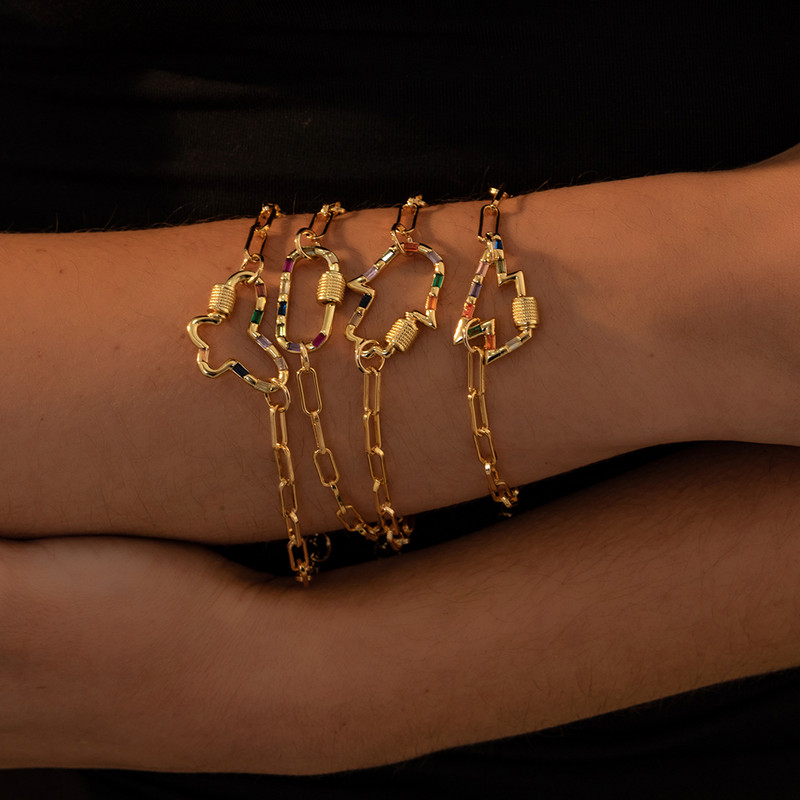 Boho πολύχρωμο βραχιόλι με πέτρα ζιργκόν με κρύσταλλο με κούμπωμα πεταλούδα για γυναίκες Βραχιόλι με αλυσίδα για ζευγάρια Κοσμήματα