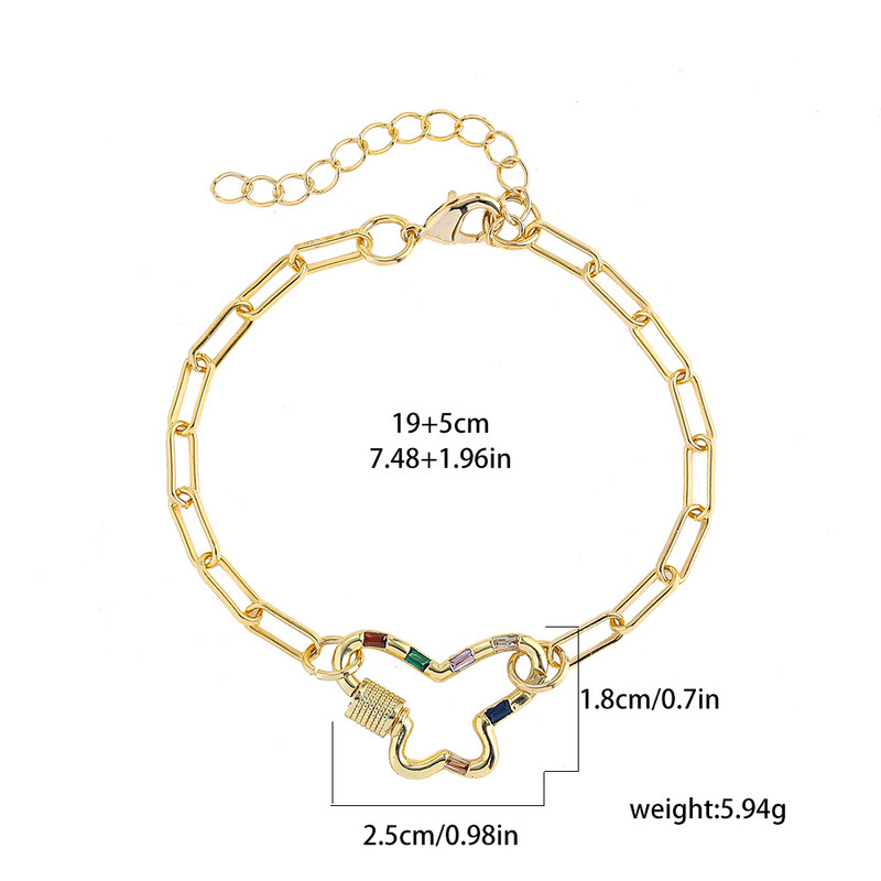 Boho πολύχρωμο βραχιόλι με πέτρα ζιργκόν με κρύσταλλο με κούμπωμα πεταλούδα για γυναίκες Βραχιόλι με αλυσίδα για ζευγάρια Κοσμήματα