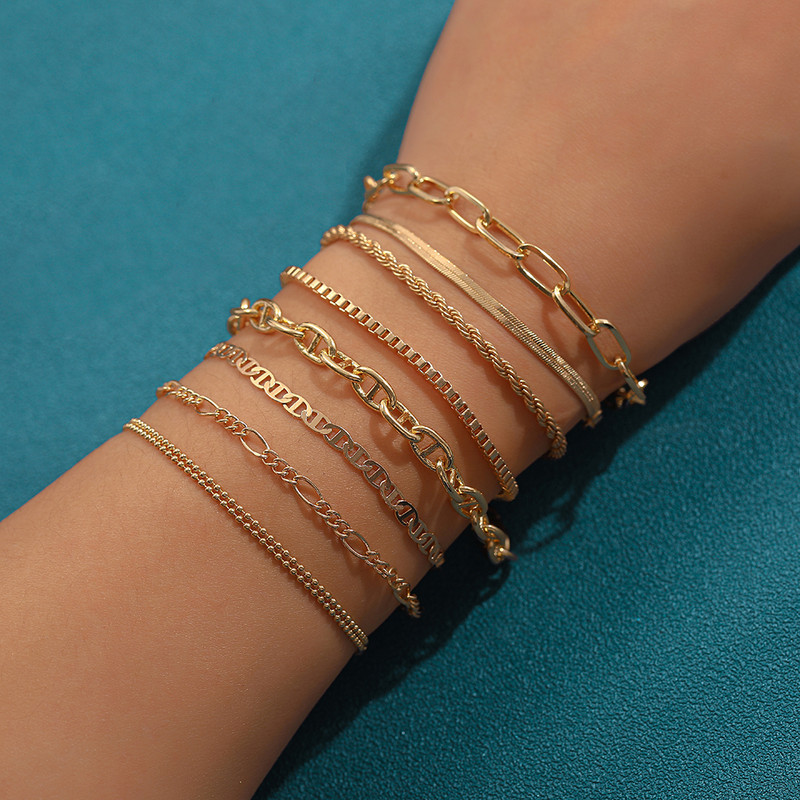 Punk Multistyle Zelta Krāsa Metāla Čūskas Link Ķēdes Rokassprādzes Sievietēm Modes Virve Figaro Rokassprādzes Hip Hop Rotaslietas Dāvana