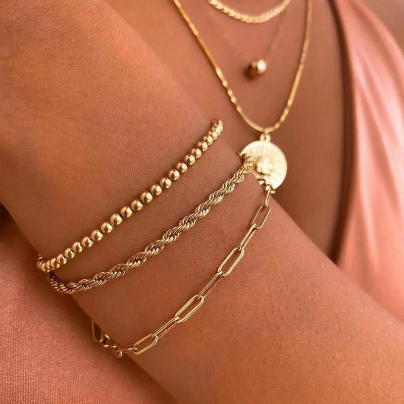 Punk Multistyle Zelta Krāsa Metāla Čūskas Link Ķēdes Rokassprādzes Sievietēm Modes Virve Figaro Rokassprādzes Hip Hop Rotaslietas Dāvana