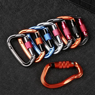 1PC Mountaineering Caving Rock Climbing Carabiner D Shapty Safety Master Screw Lock Buckle Escalade Equipement 12/23/24/25KN