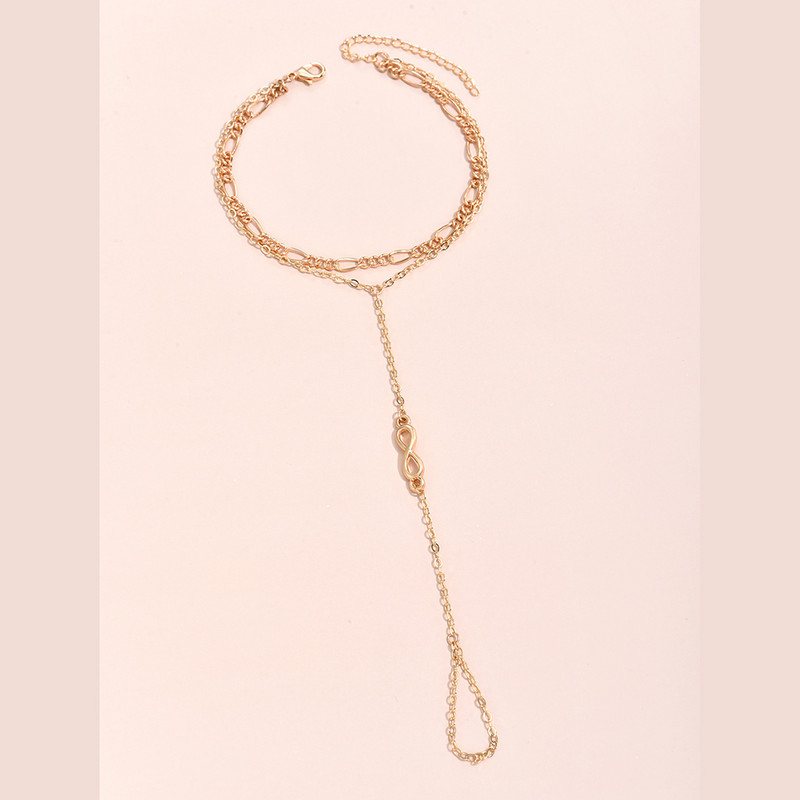 Jauna, moderna divslāņu ķēdes rokassprādze ar bezgalīgu kulonu pirkstu gredzenu sievietēm zelta krāsā Rokas zirglietas ķēdes rotaslietas GIift