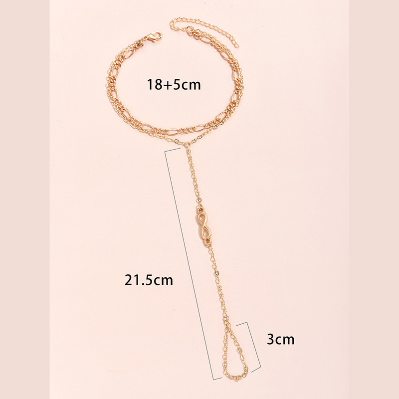 Jauna, moderna divslāņu ķēdes rokassprādze ar bezgalīgu kulonu pirkstu gredzenu sievietēm zelta krāsā Rokas zirglietas ķēdes rotaslietas GIift