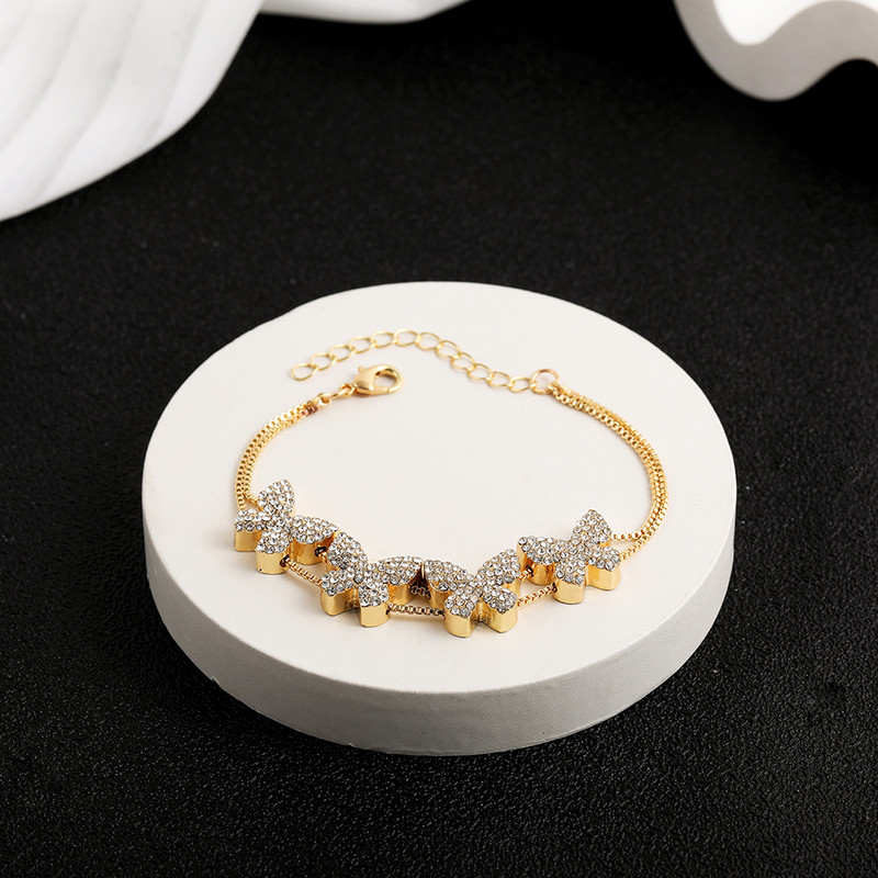 Luksusa sniegpārsliņu tauriņu sirds šarms CZ rokassprādzes rokassprādze sievietēm zelta krāsas divslāņu ķēdes aproces uz rokām rotaslietas dāvana