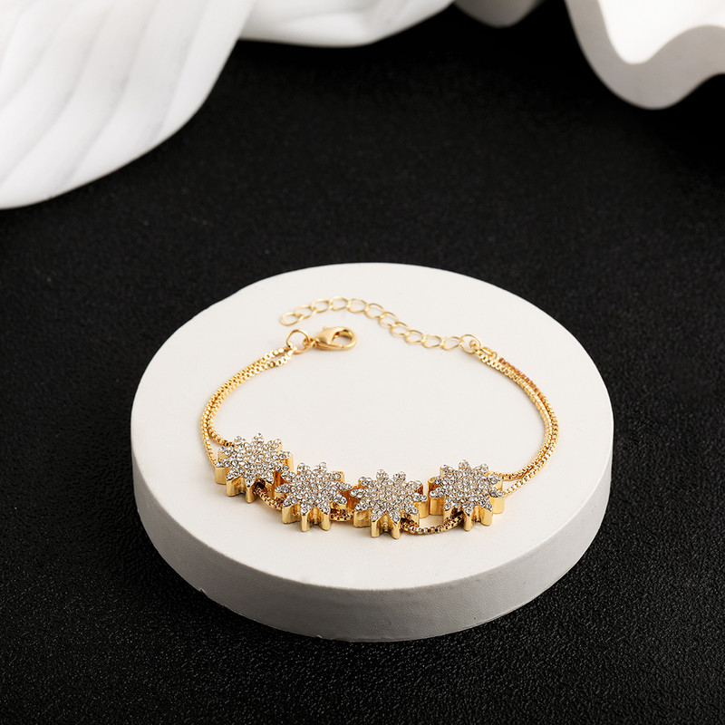 Luksusa sniegpārsliņu tauriņu sirds šarms CZ rokassprādzes rokassprādze sievietēm zelta krāsas divslāņu ķēdes aproces uz rokām rotaslietas dāvana