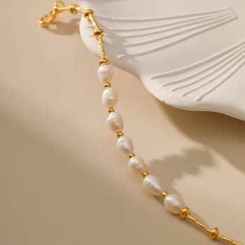 Модна сладководна перла позлатена гривна с мъниста за жени Естествени перли с връзка верига Гривна Гривни Чар Бижута
