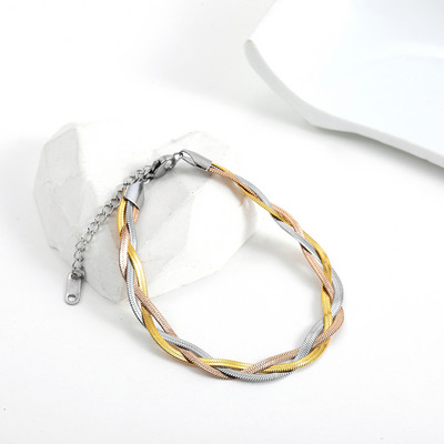 Modna narukvica sa zmijskim lancem za žene Metalni kubanski lanac od nehrđajućeg čelika s kristalnim teniskim narukvicama na ruci Nakit