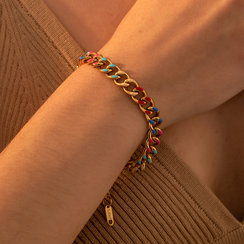 Modna narukvica sa zmijskim lancem za žene Metalni kubanski lanac od nehrđajućeg čelika s kristalnim teniskim narukvicama na ruci Nakit