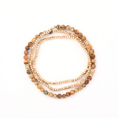 Vintage gyöngyökkel díszített természetes kőből készült elasztikus pulzera kézzel készített karkötő nőknek Báj többrétegű négyzet alakú gyöngyök karkötők női ékszerek