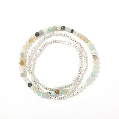 Vintage gyöngyökkel díszített természetes kőből készült elasztikus pulzera kézzel készített karkötő nőknek Báj többrétegű négyzet alakú gyöngyök karkötők női ékszerek