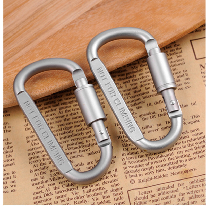 1vnt D formos stovyklavimo karabinas Aliuminio lydinio užrakinamas kablio žiedas Raktas Laipiojimo lauke kempingo laipiojimo įrankiai Priedai