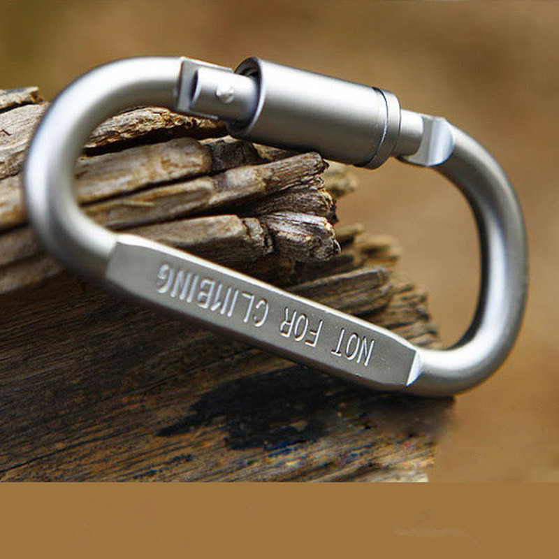 1vnt D formos stovyklavimo karabinas Aliuminio lydinio užrakinamas kablio žiedas Raktas Laipiojimo lauke kempingo laipiojimo įrankiai Priedai