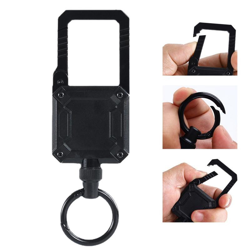 Sunkaus metalo ištraukiamas lauko karabinas magnetinis raktų pakabukas diržo ženklelio ritės spaustukas 27,5 colio sustiprintas plieninės vielos laidas