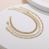 Minimālisma zelta krāsas Fishbone Link ķēdes rokassprādzes sievietēm vīriešiem Jauns modes Figaro šarms rokassprādzes komplekts sieviešu rotaslietas dāvana 3gab.