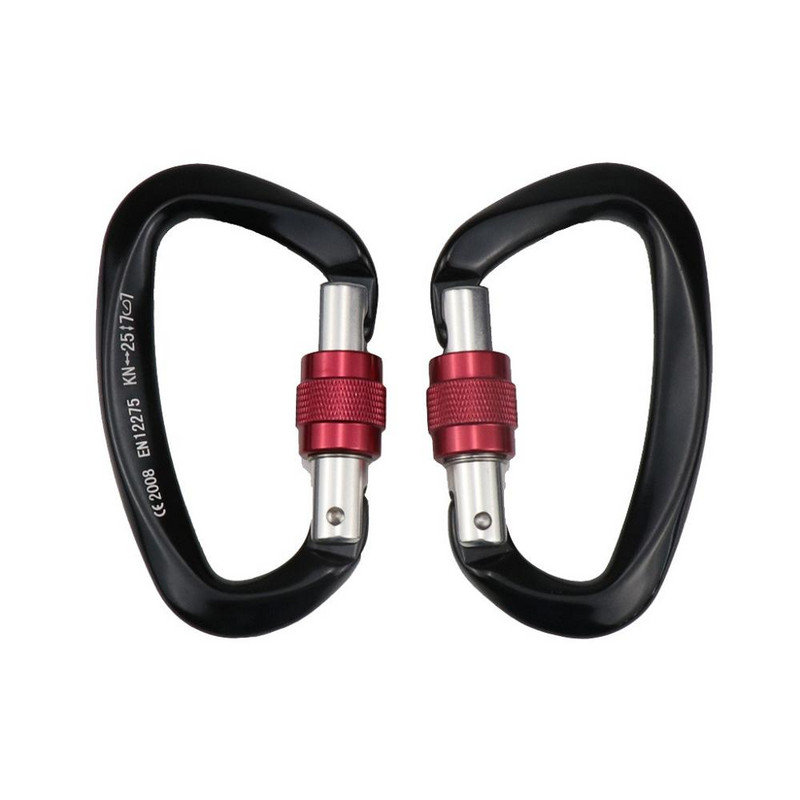 1vnt Profesionalus laipiojimo karabinas 25KN D formos laipiojimo sagties spynos saugos užraktas lauko laipiojimo įrangos priedai