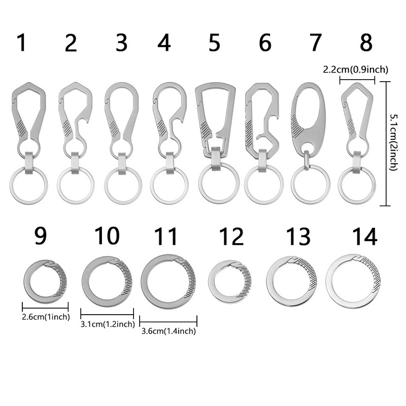 1 vnt tikro titano raktų pakabukas, pritaikytas itin lengvas EDC raktų pakabukų laikiklis Titano lydinio žiedas automobilio raktų pakabuko įrankiai