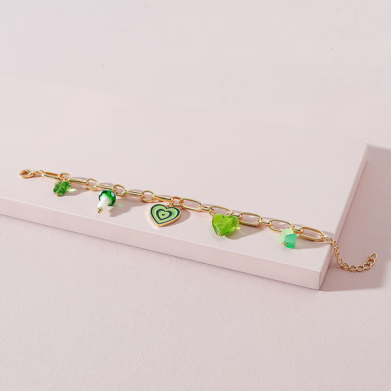 Divat aranyos zománc színű kerek fánk szerelmes szív bűbájos karkötő nőknek vastag lánc karkötők esztétikus ékszer ajándék