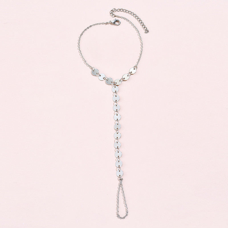 Posrebreni metalni plosnati okrugli disk lančić karika narukvice za ruke 2022 Novi lanci povezujuća narukvica prsten prst ženski dar