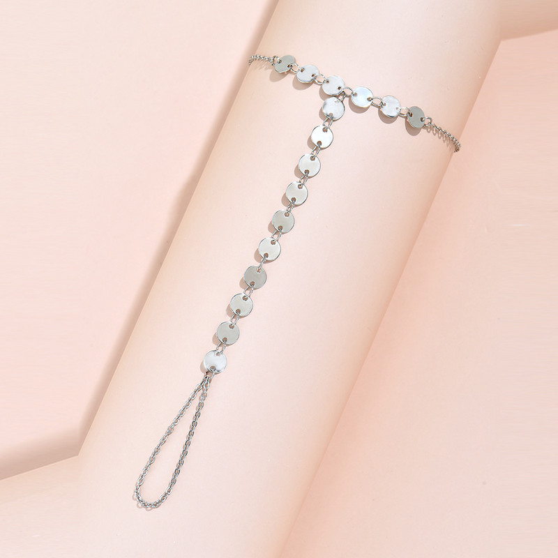 Posrebreni metalni plosnati okrugli disk lančić karika narukvice za ruke 2022 Novi lanci povezujuća narukvica prsten prst ženski dar