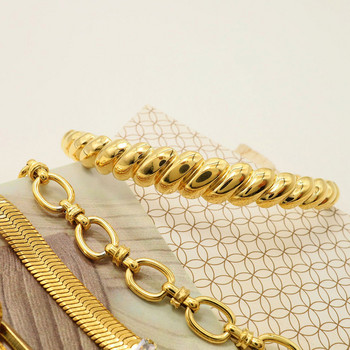 Творчески метален кроасан от неръждаема стомана Гривна с отворен маншет за жени Златен цвят Каишка за часовник Гривни с верижни змийски връзки