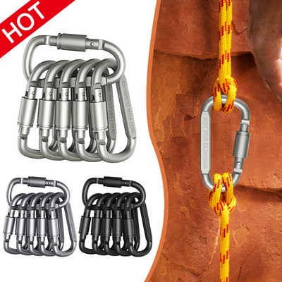 6 buc. rucsac carabinier breloc pentru camping în aer liber, aliaj de aluminiu, inel în D, clemă, blocare, cârlig, unealtă de alpinism.