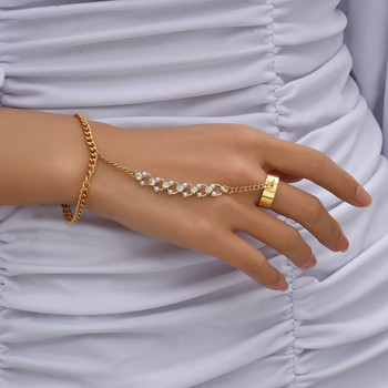 Блестящи перлени кристали, свързани пръстени, гривни за жени, пънк, кубинска верига, гривна, връзка за ръка, бижута
