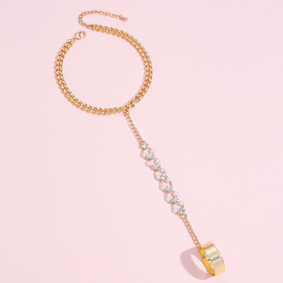 Блестящи перлени кристали, свързани пръстени, гривни за жени, пънк, кубинска верига, гривна, връзка за ръка, бижута