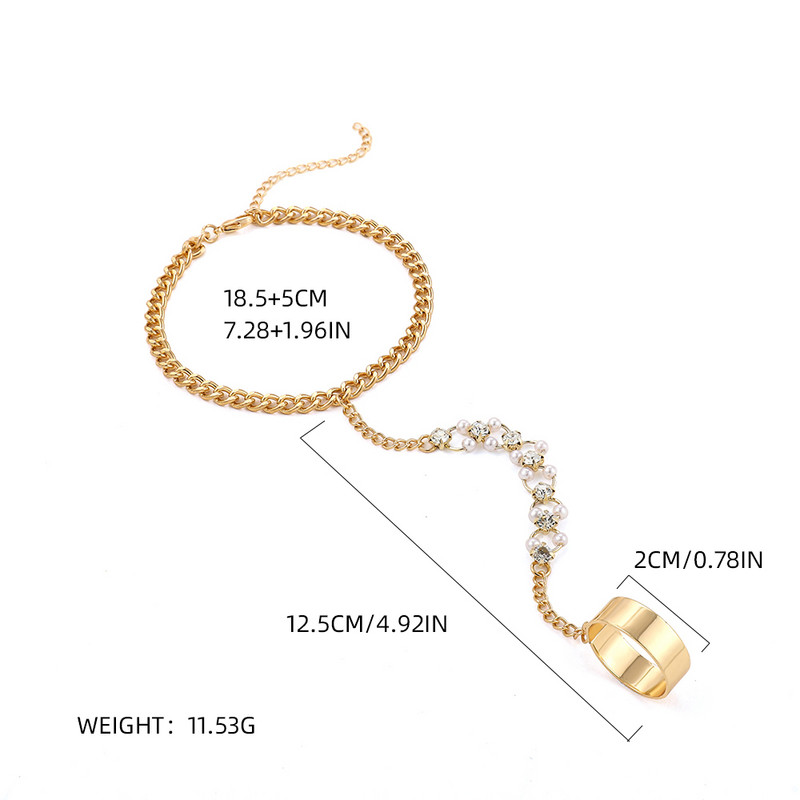 Блестящи перлени кристали, свързани пръстени, гривни за жени, пънк, кубинска верига, гривна, връзка за ръка, бижута