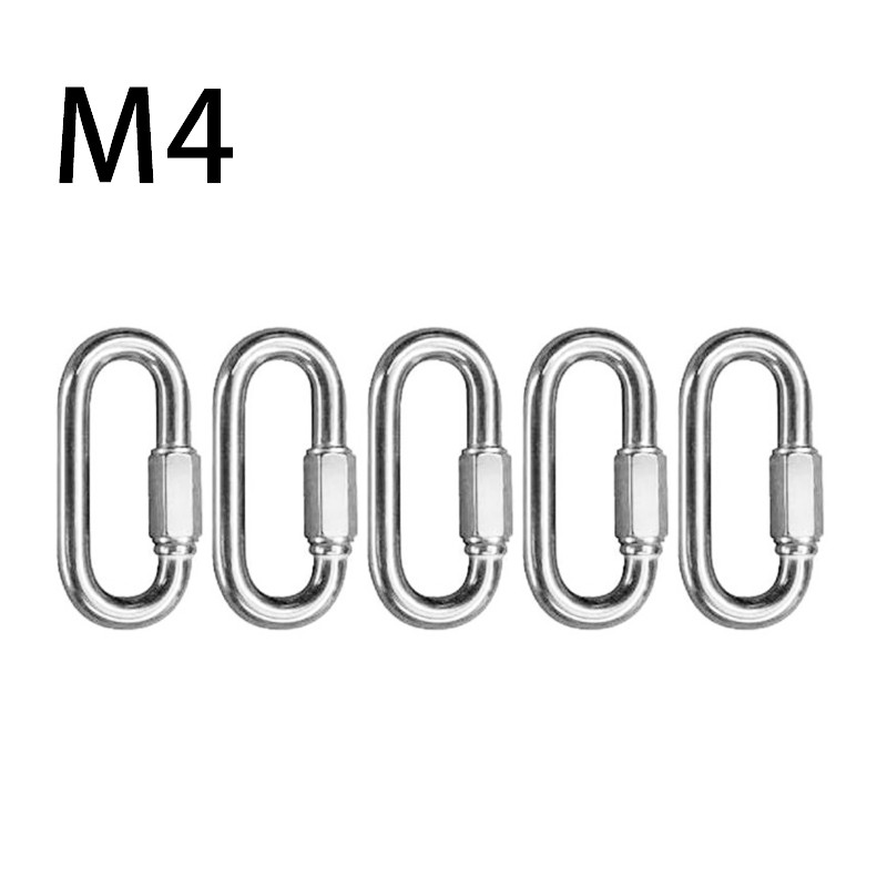 5db 304 rozsdamentes acél M3 M4 M5 kempingkapcsok Karabiner túlélve Csattal kültéri kapocs összekötő gyűrűk túrázási kellékek